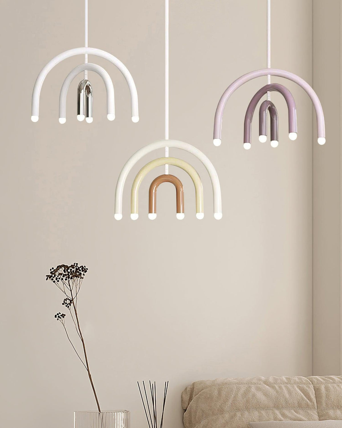 Regenbogen-Modell Metall-Arc-Pendelleuchte für Wohnzimmer und Esszimmer
