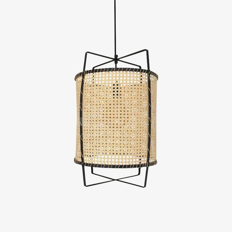 Kevis Pendelleuchte aus Rattan mit Korbrahmen im Industrie-Stil