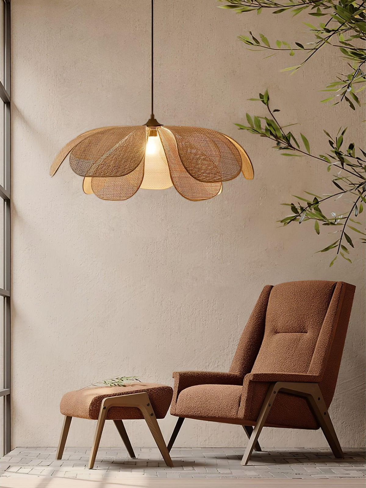Petaral Rattan Retro Pendelleuchte