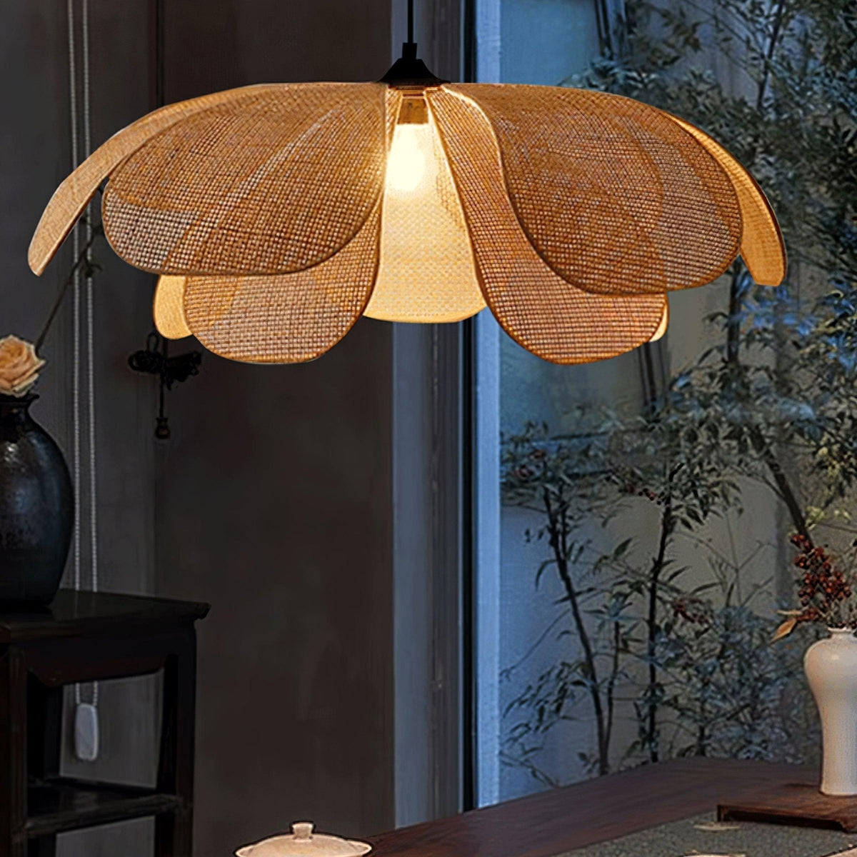 Petaral Rattan Retro Pendelleuchte
