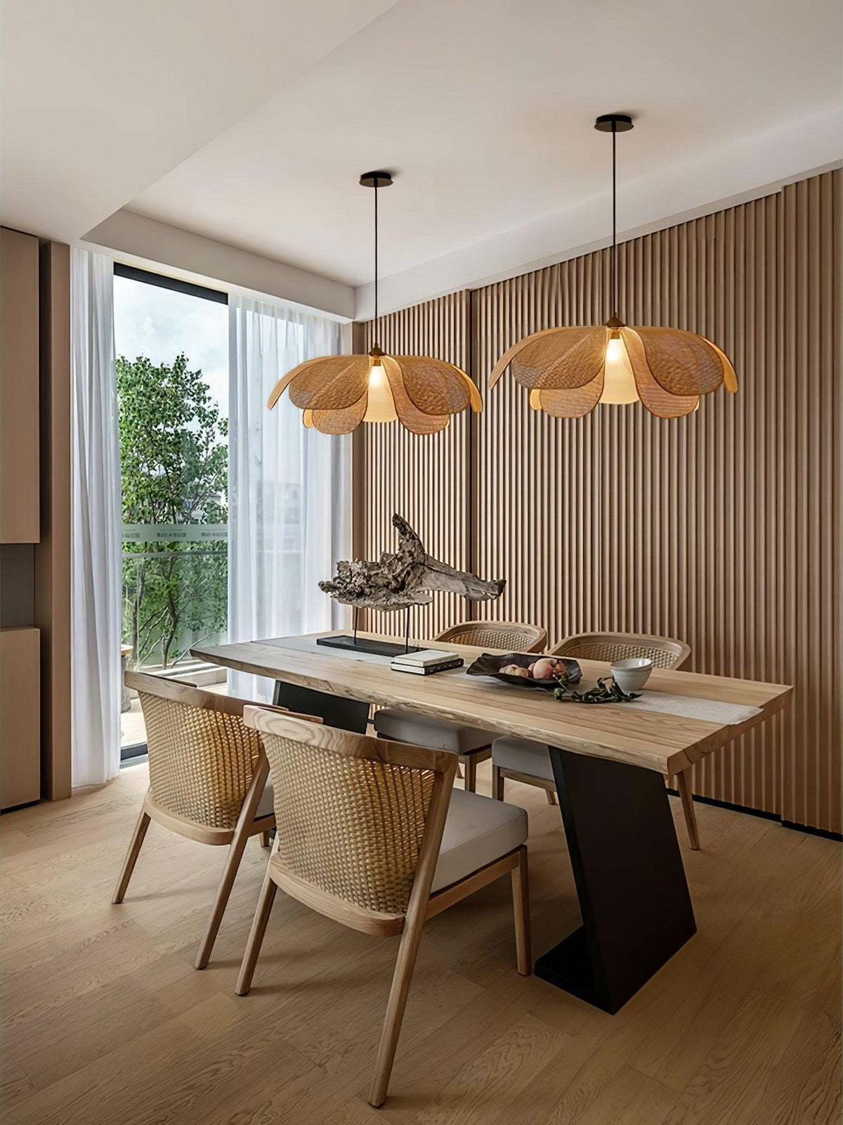 Petaral Rattan Retro Pendelleuchte