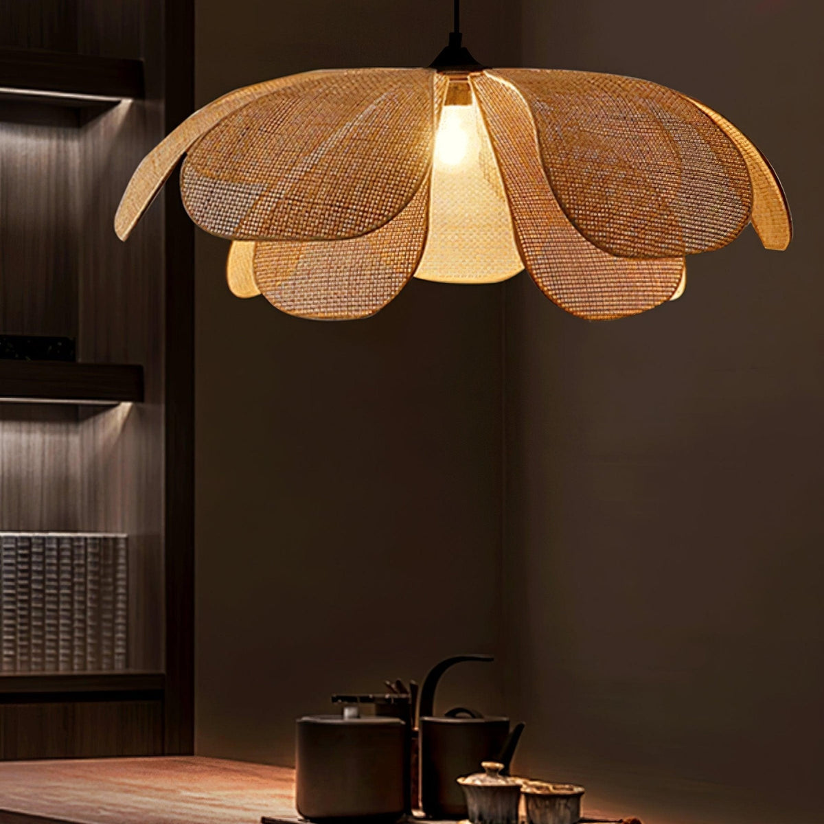 Petaral Rattan Retro Pendelleuchte