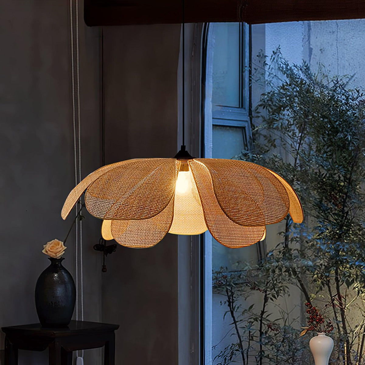 Petaral Rattan Retro Pendelleuchte