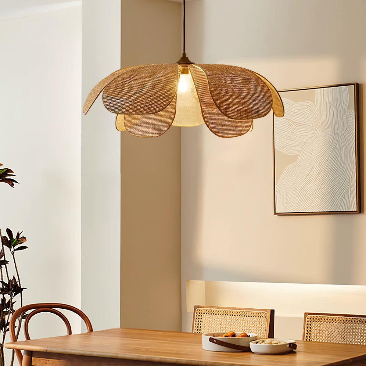 Petaral Rattan Retro Pendelleuchte