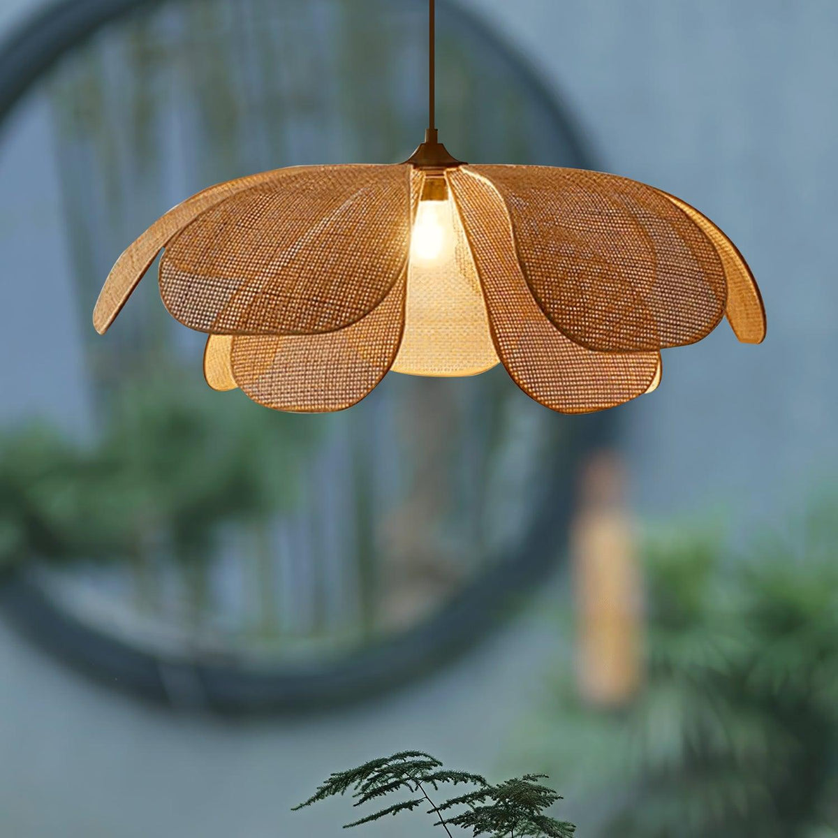 Petaral Rattan Retro Pendelleuchte