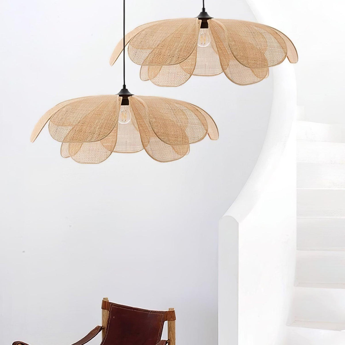 Petaral Rattan Retro Pendelleuchte