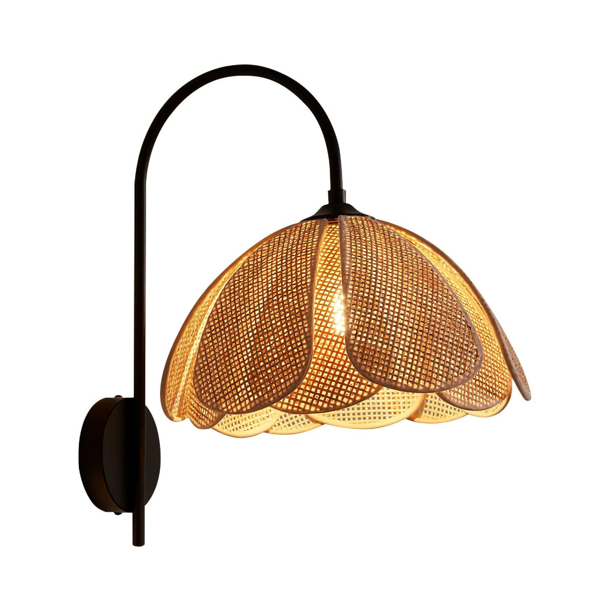 Zevelia Elegance Natürliche Petal-Rattan-Wandleuchte