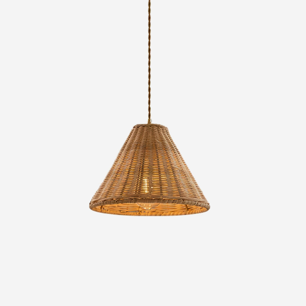Pendelleuchte Rattan-Lampenschirm und Metallkörper Kegelform Natürlich Minimalistisch