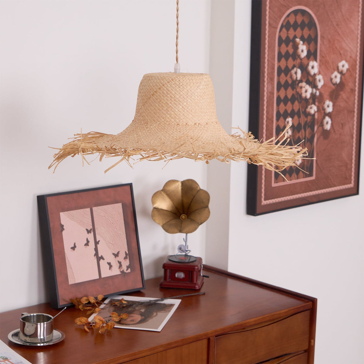Vocan Rattan Vintage Pendelleuchte