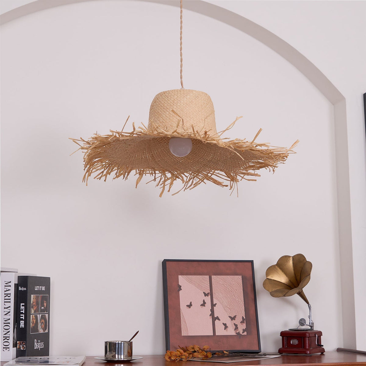 Vocan Rattan Vintage Pendelleuchte
