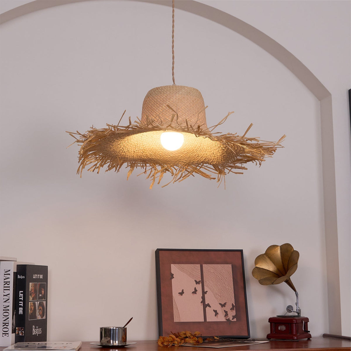 Vocan Rattan Vintage Pendelleuchte
