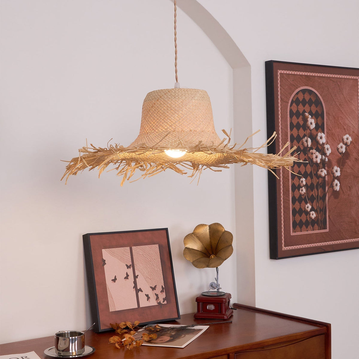 Vocan Rattan Vintage Pendelleuchte
