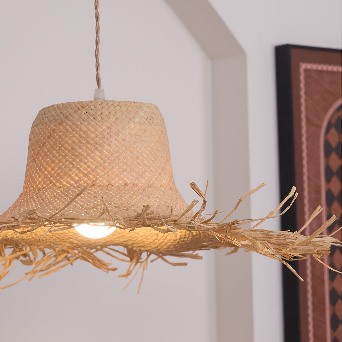 Vocan Rattan Vintage Pendelleuchte