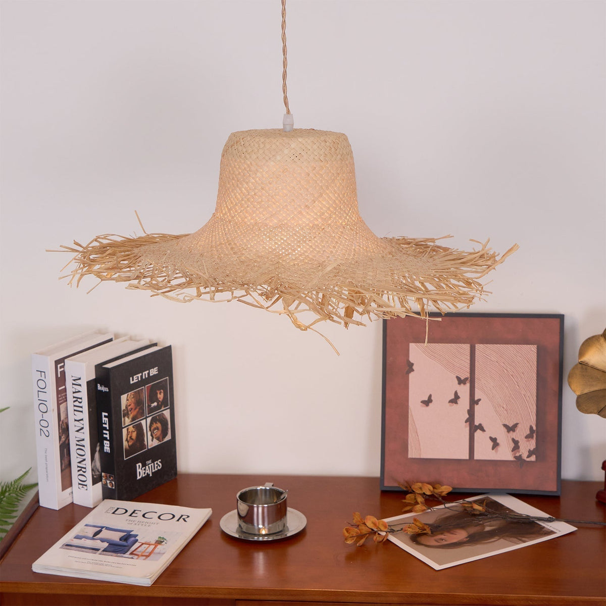 Vocan Rattan Vintage Pendelleuchte