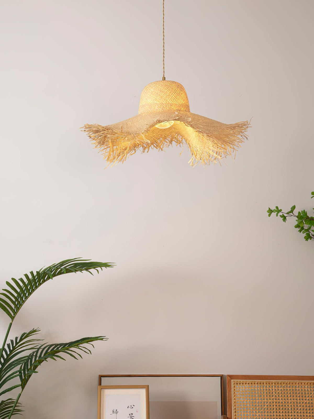 Vocan Rattan Vintage Pendelleuchte