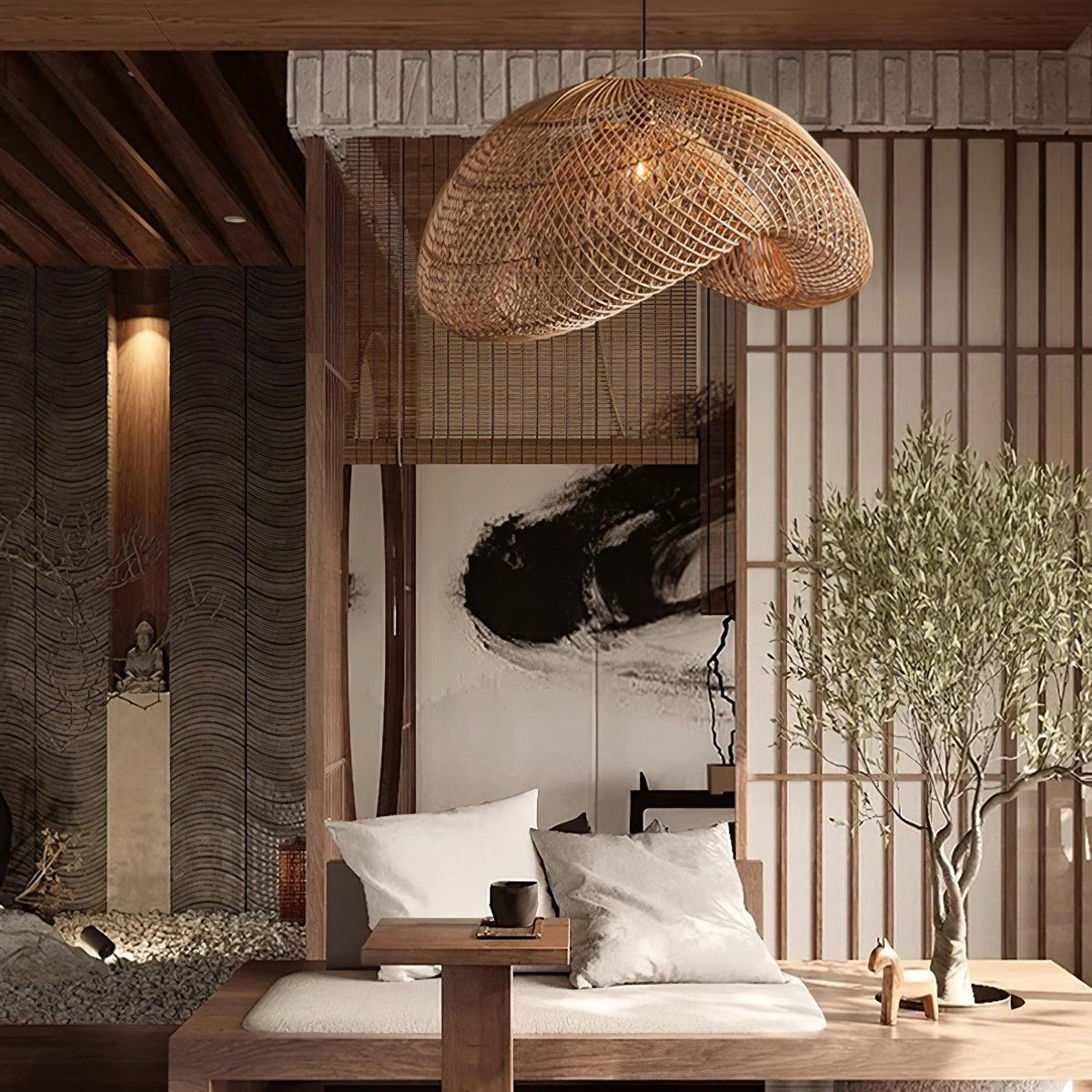 Averon Rattan Vintage Pendelleuchte
