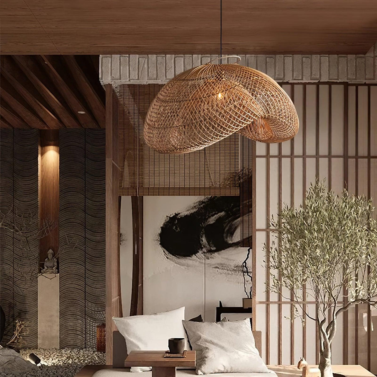 Averon Rattan Vintage Pendelleuchte