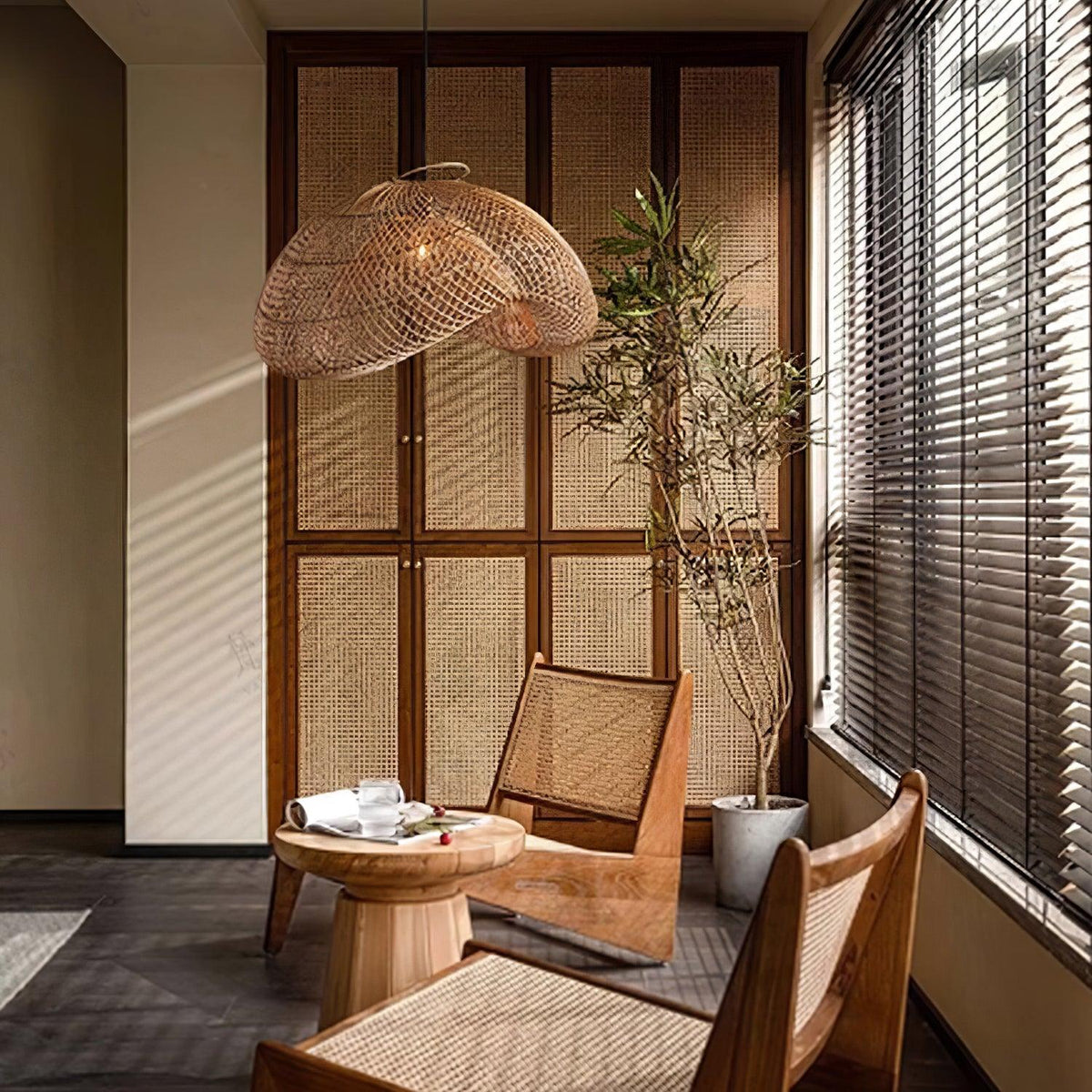 Averon Rattan Vintage Pendelleuchte
