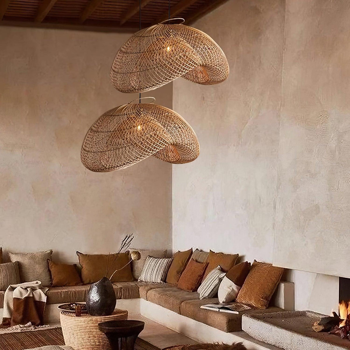Averon Rattan Vintage Pendelleuchte