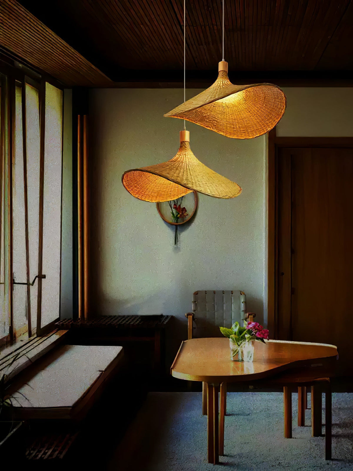 Marona Rattan Vintage Pendelleuchte