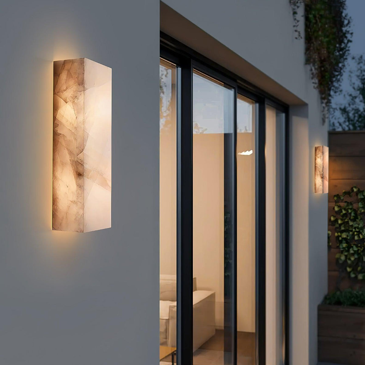 Eirivise Minimalistische Alabaster-Außenwandleuchte