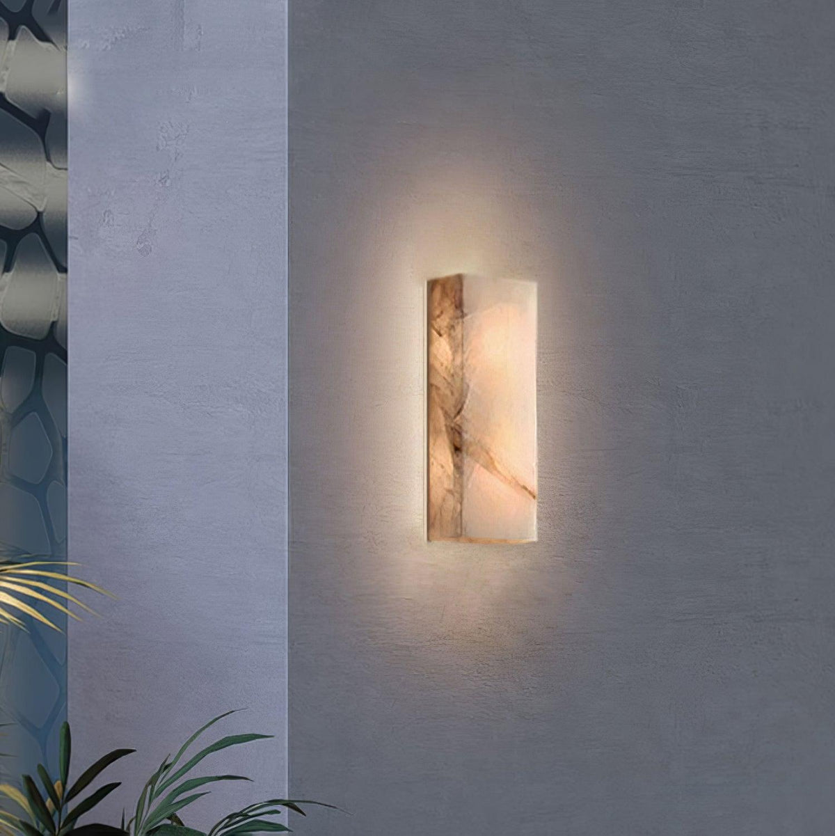 Eirivise Minimalistische Alabaster-Außenwandleuchte