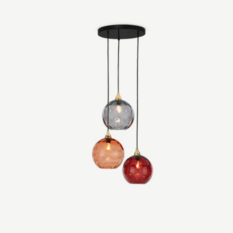 Aria Pendelleuchte Buntem Glas Kugel Schlafzimmer /Wohnzimmer 3 flamming