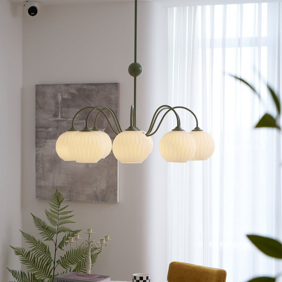 Tulip Kronleuchter mit Wellen-Glas