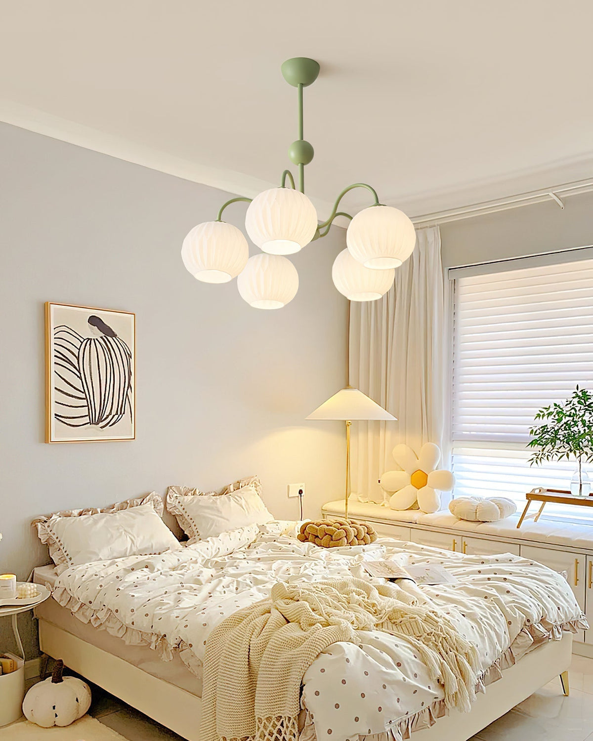 Velaaria Kronleuchter aus grünem geripptem Glas modern 8-Light