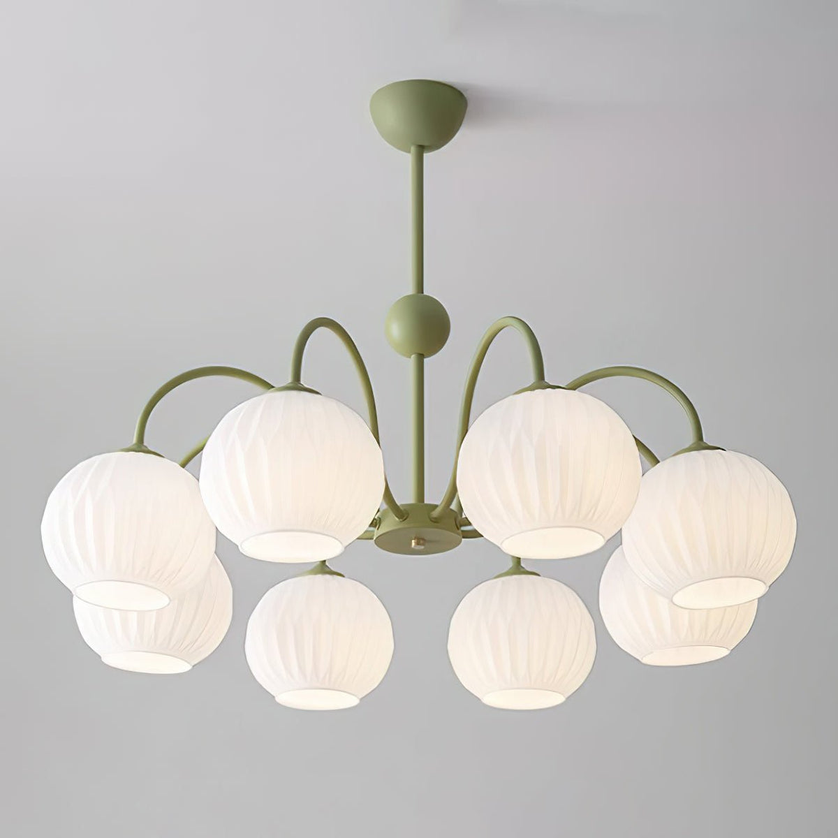 Velaaria Kronleuchter aus grünem geripptem Glas modern 8-Light