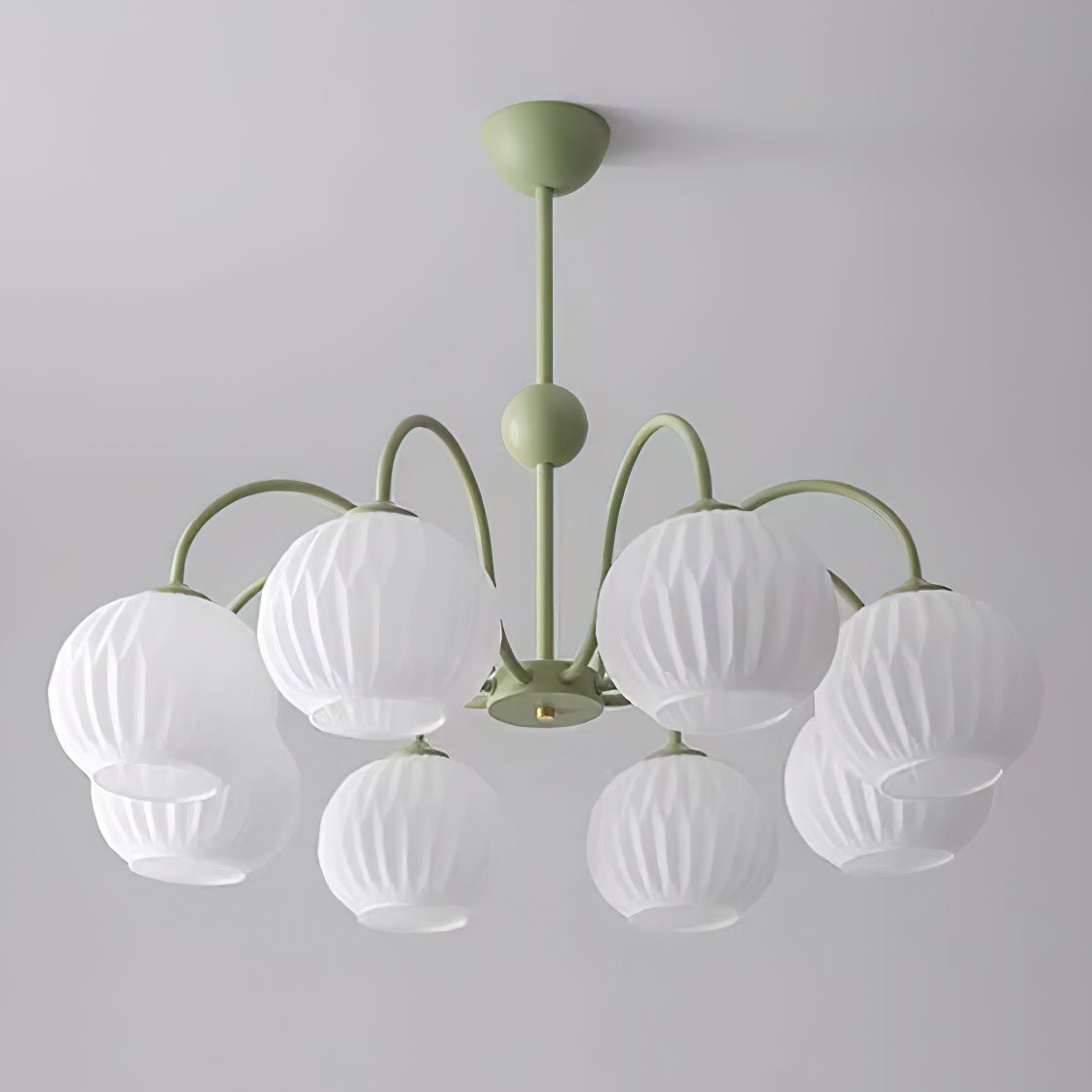 Velaaria Kronleuchter aus grünem geripptem Glas modern 8-Light