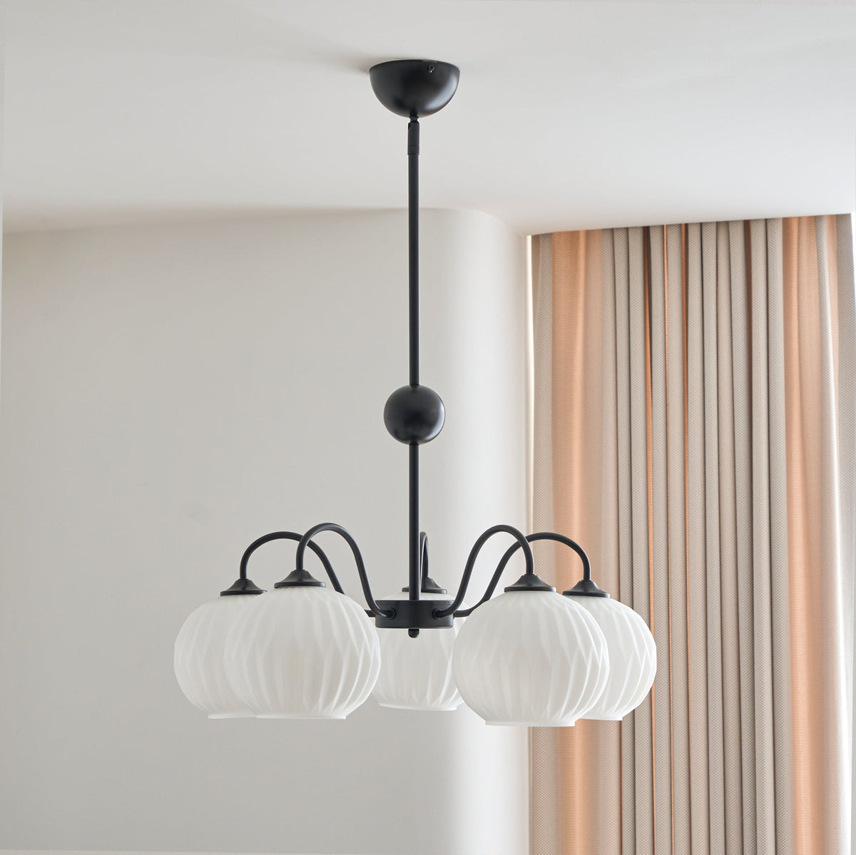 Velaaria Kronleuchter aus grünem geripptem Glas modern 8-Light