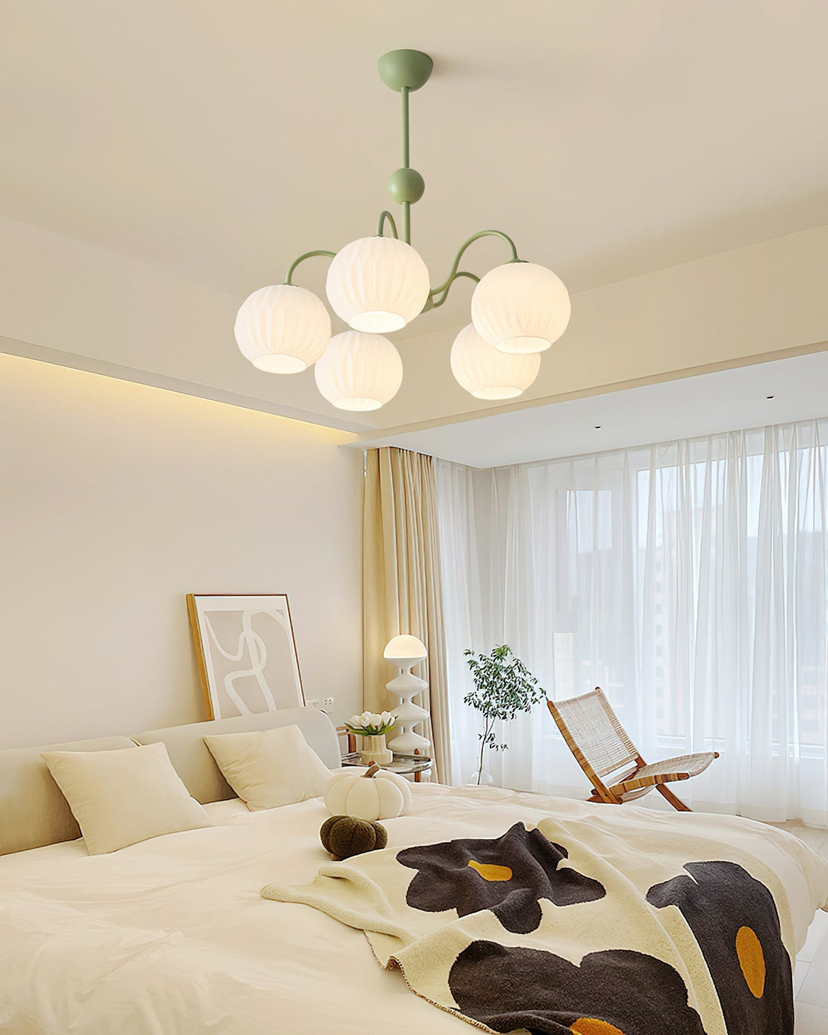 Velaaria Kronleuchter aus grünem geripptem Glas modern 8-Light