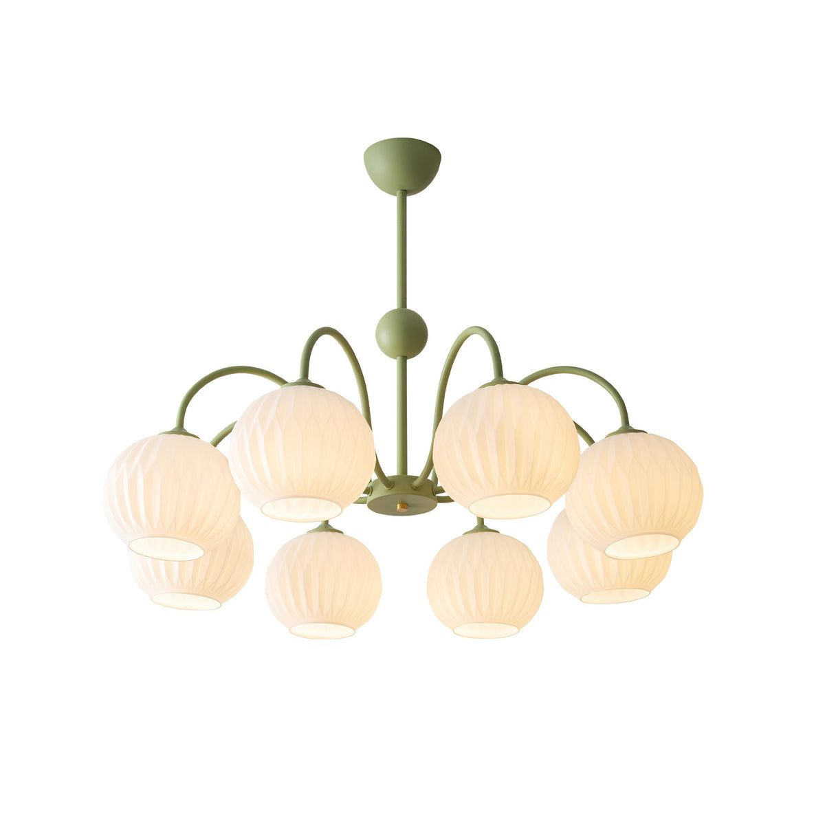 Velaaria Kronleuchter aus grünem geripptem Glas modern 8-Light