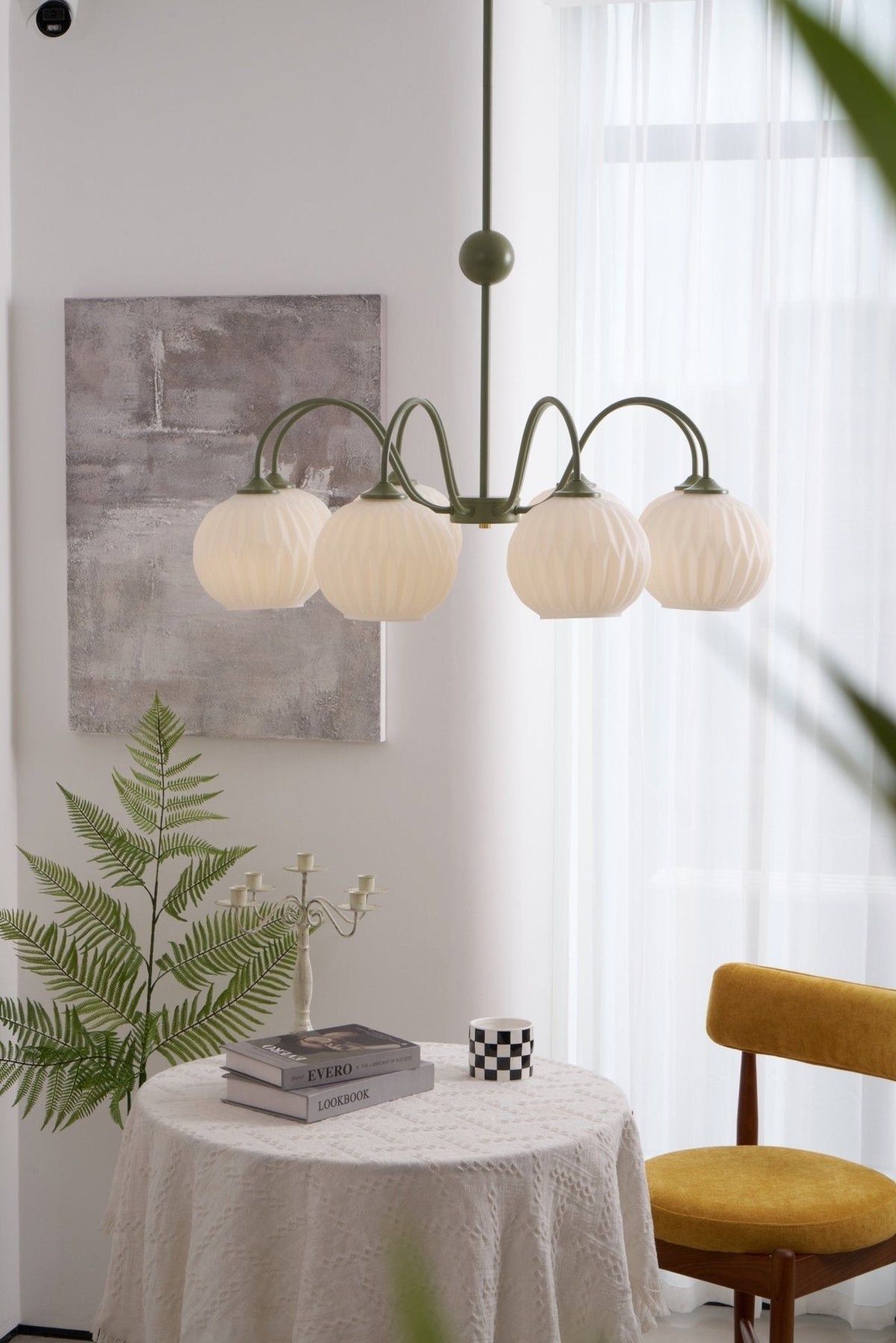 Velaaria Kronleuchter aus grünem geripptem Glas modern 8-Light