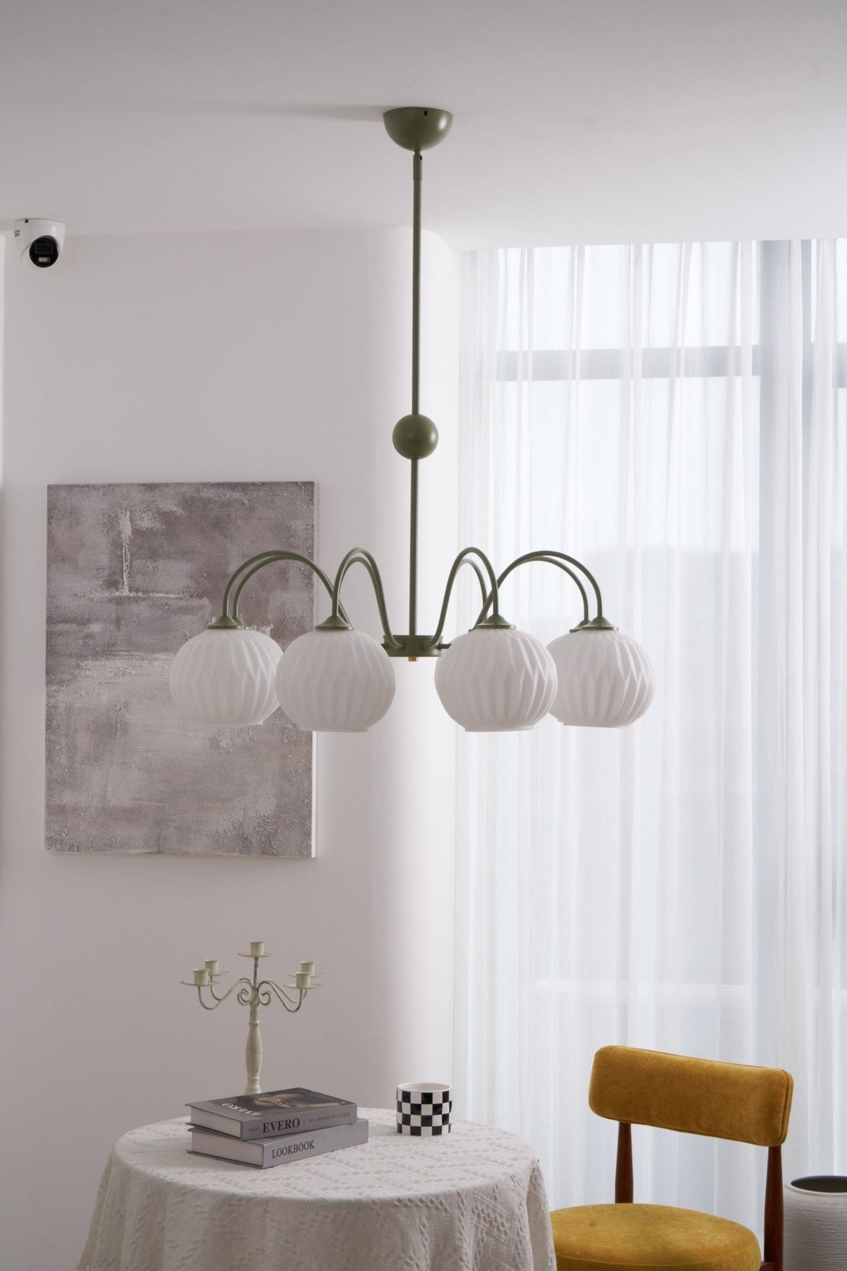 Velaaria Kronleuchter aus grünem geripptem Glas modern 8-Light
