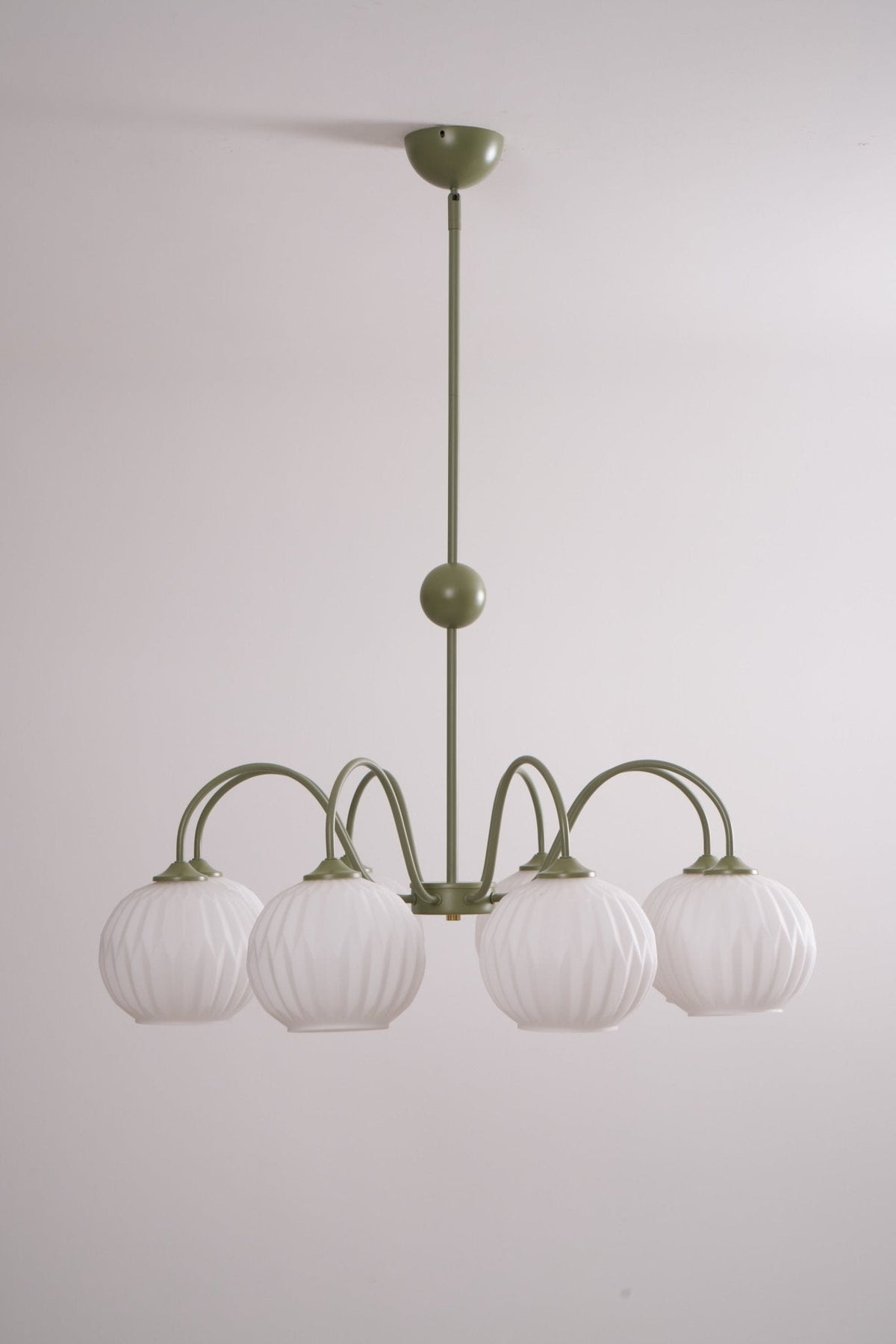 Velaaria Kronleuchter aus grünem geripptem Glas modern 8-Light