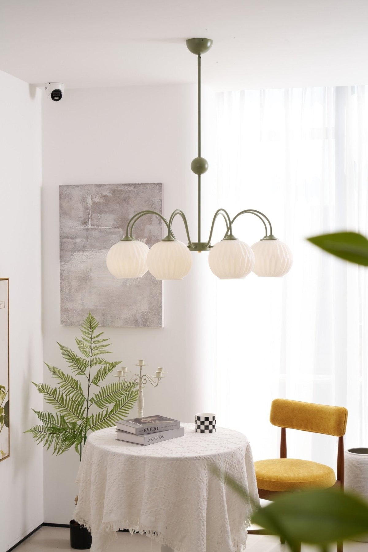Velaaria Kronleuchter aus grünem geripptem Glas modern 8-Light