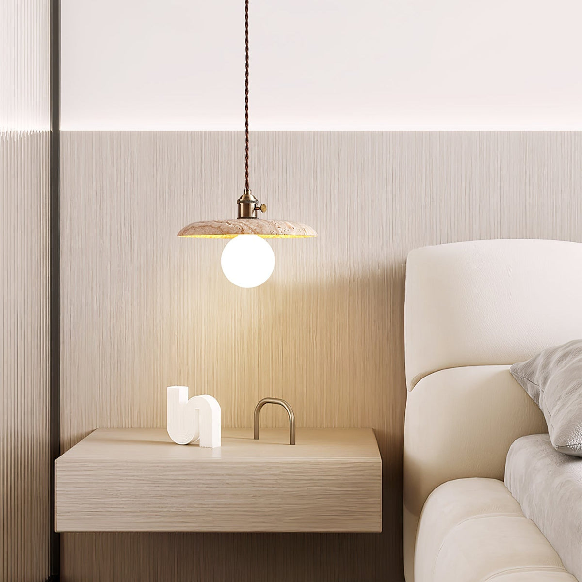 Tavaora Minimalistische Pendelleuchte aus Travertin