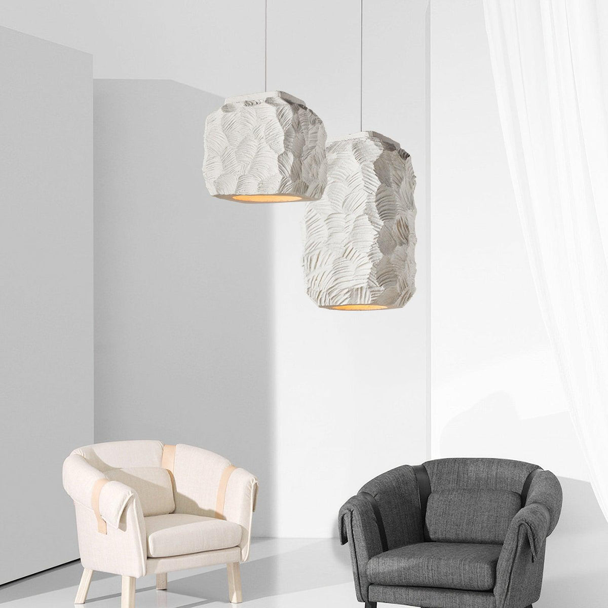 Olsilel Pendelleuchte aus Kunstharz im zeitgenössischen Design mit geometrischen Formen