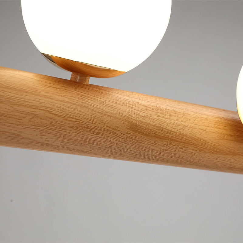 Valentina Design LED Pendelleuchte Kugel Linear EssWohn/Schlafzimmer Holz/Glas