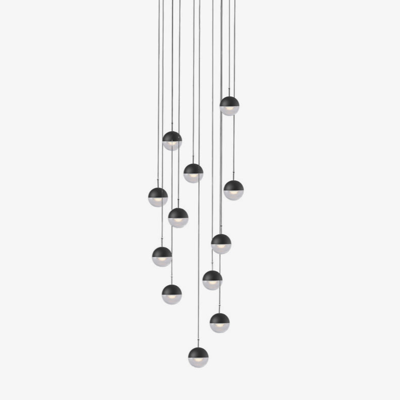Zaneth Pendelleuchte Stahl Glas Multi Drop Kugel Minimalistisch für Treppenhaus