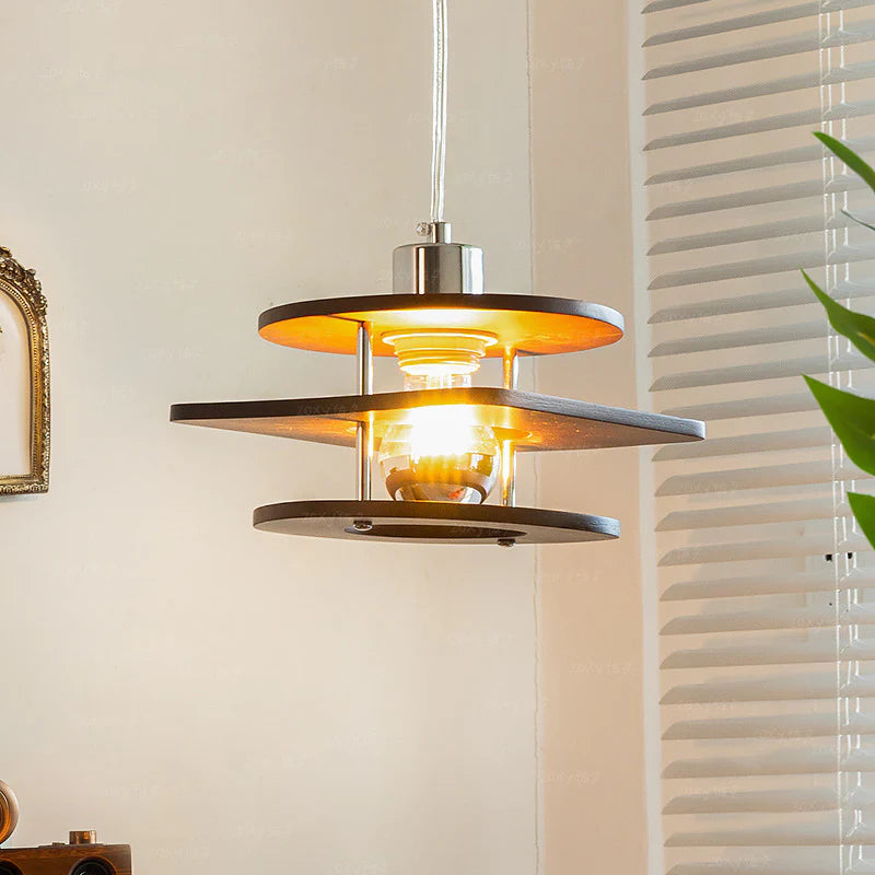 Valentina Vintage LED Pendelleuchte Metall/Walnuss Ess/Schlafzimmer