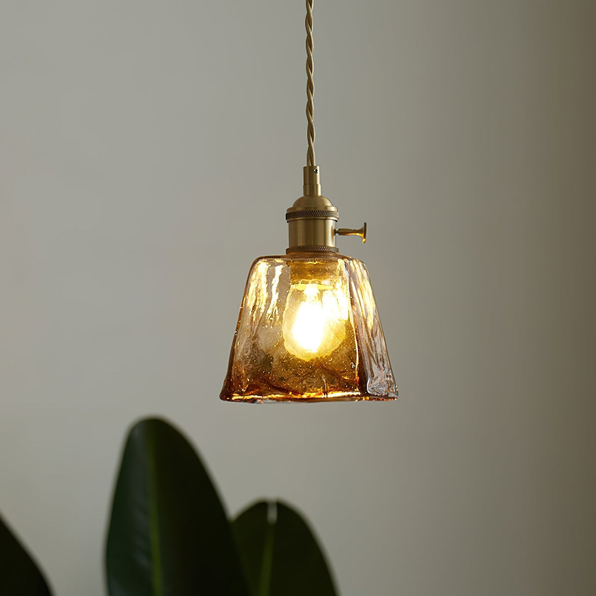 Velon Vintage Bernstein-Glas-Pendelleuchte