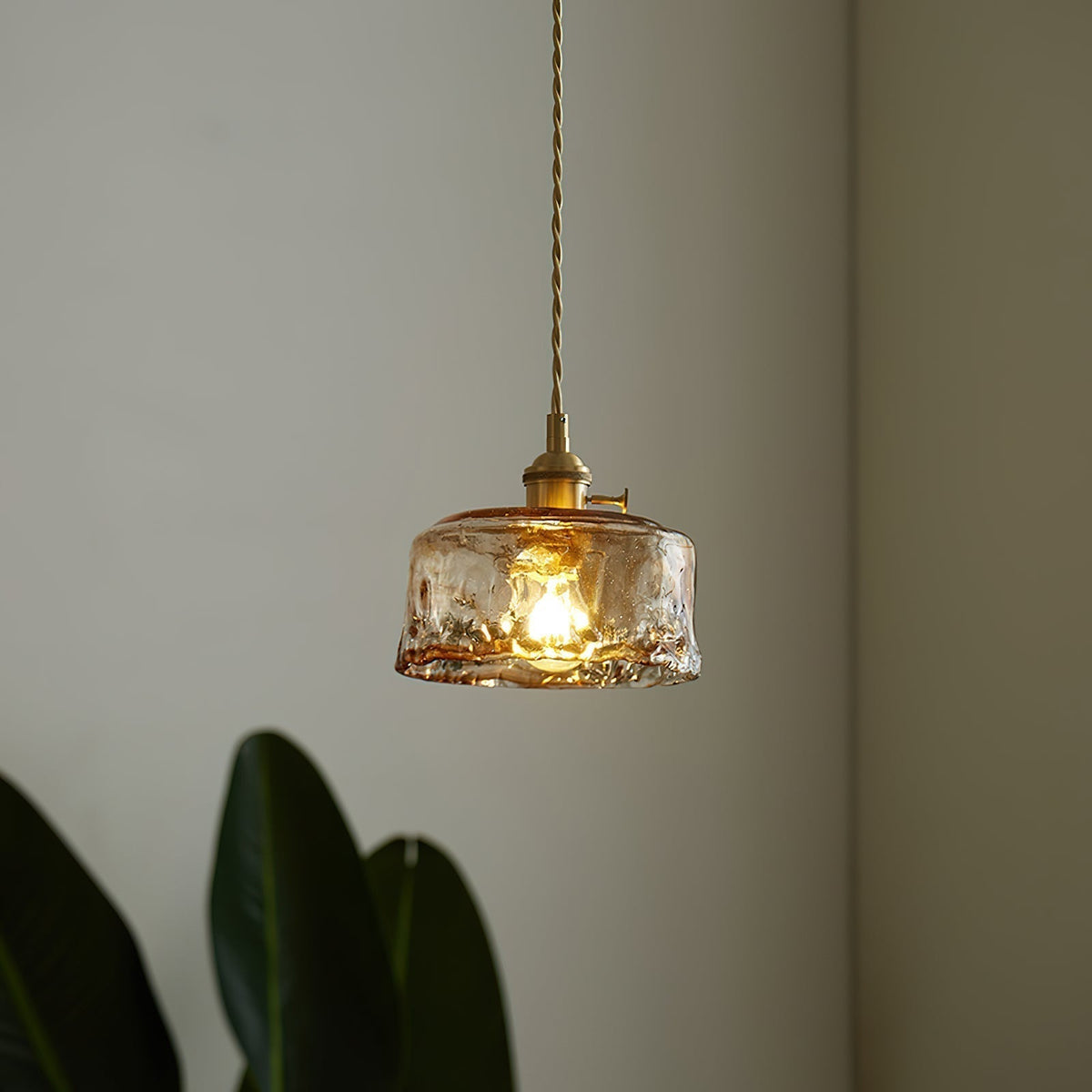 Velon Vintage Bernstein-Glas-Pendelleuchte