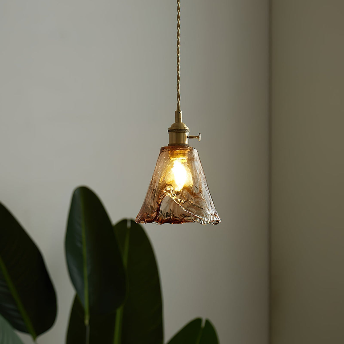 Velon Vintage Bernstein-Glas-Pendelleuchte