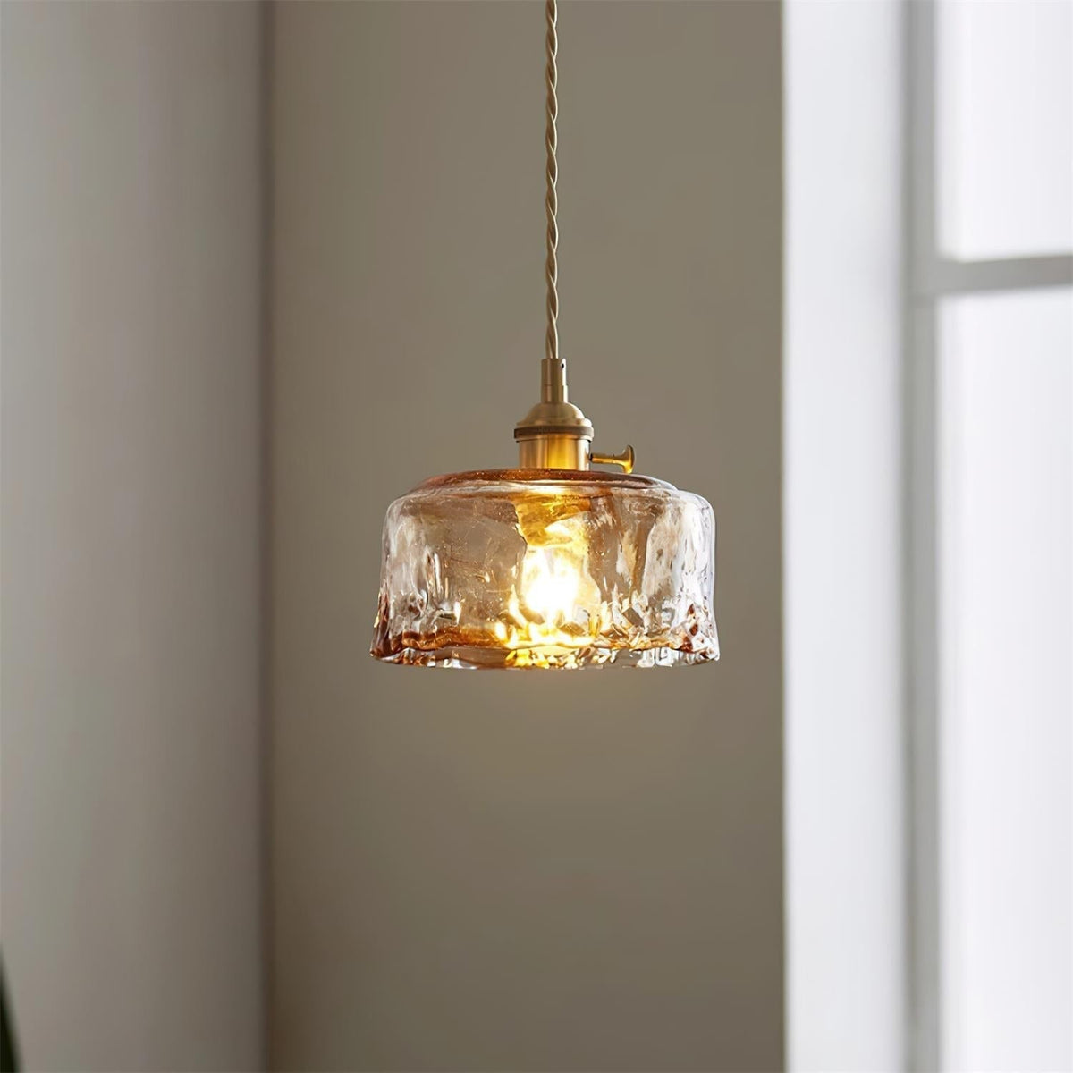Velon Vintage Bernstein-Glas-Pendelleuchte