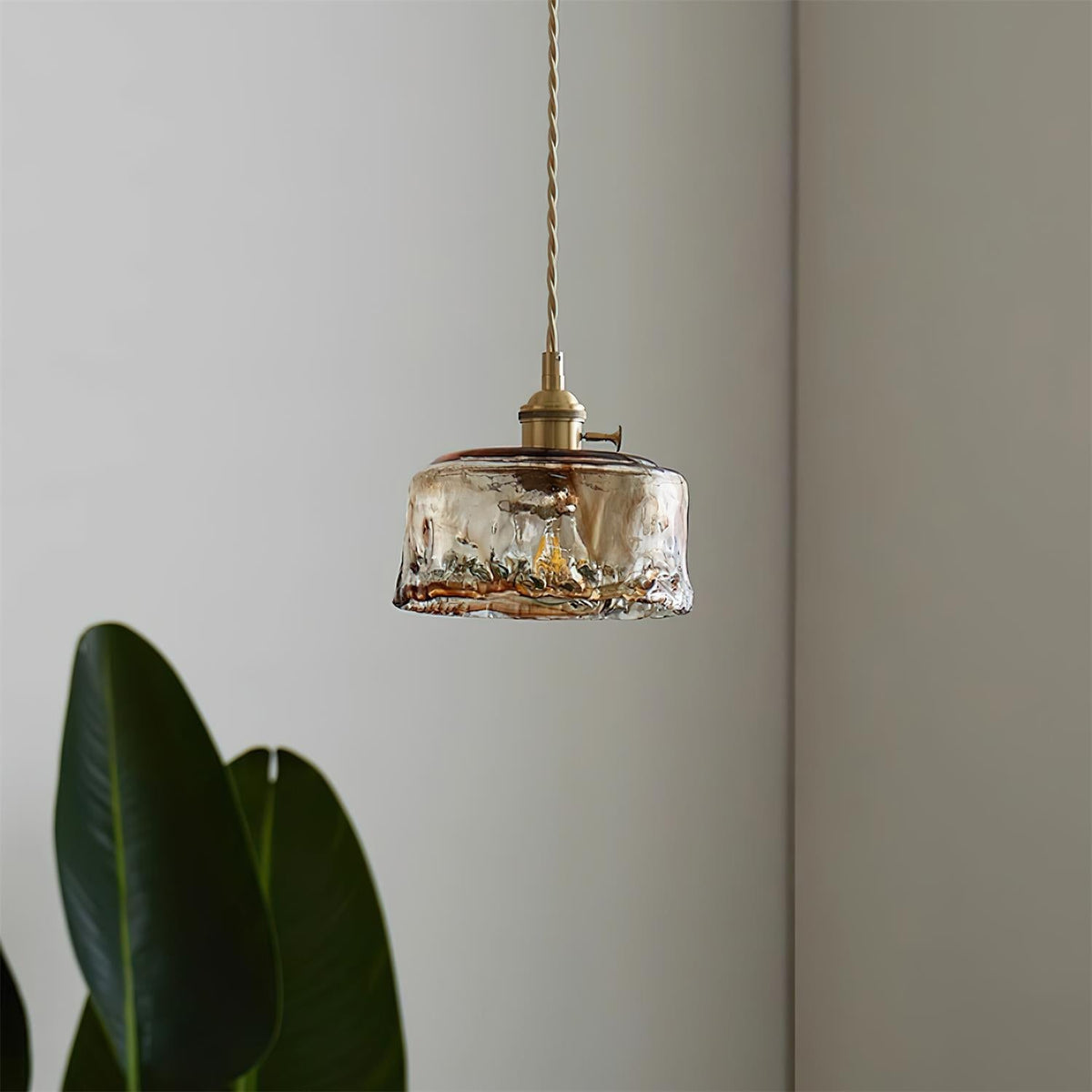 Velon Vintage Bernstein-Glas-Pendelleuchte