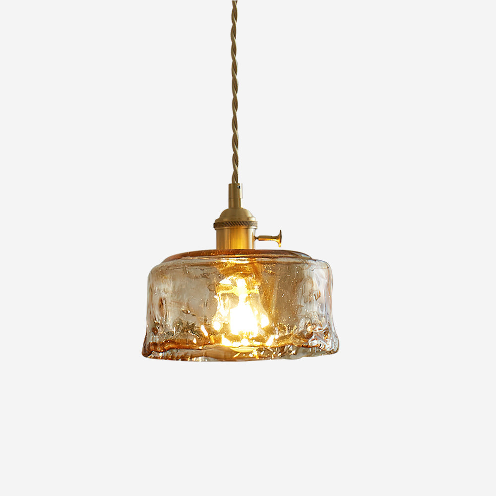 Velon Vintage Bernstein-Glas-Pendelleuchte