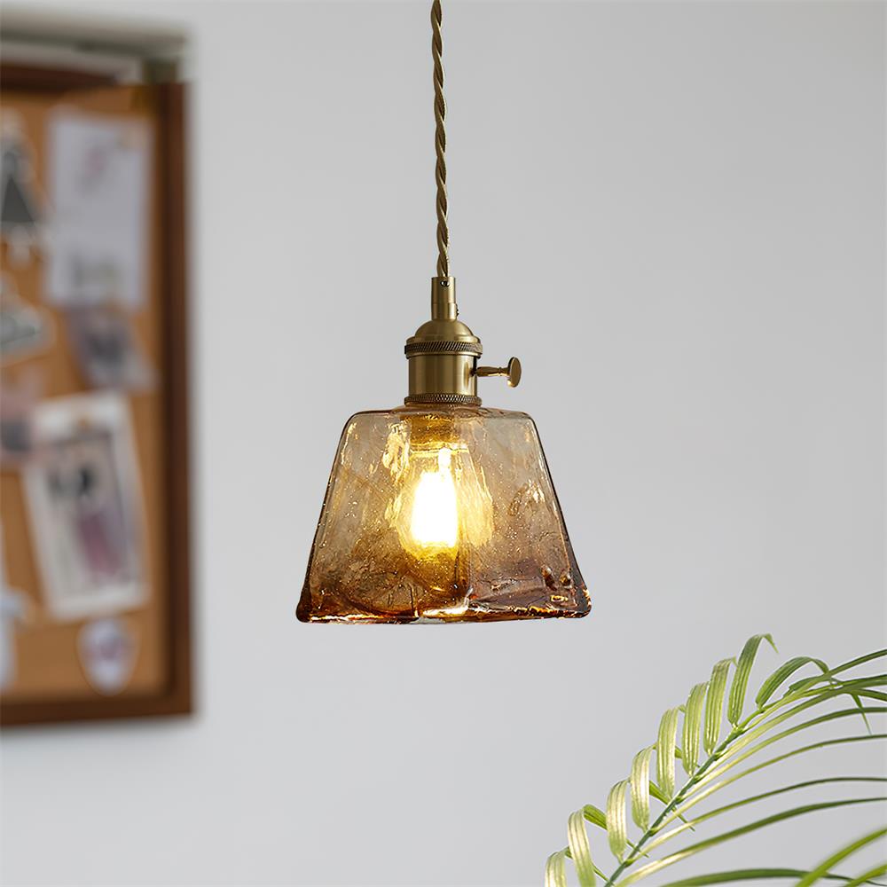 Velon Vintage Bernstein-Glas-Pendelleuchte